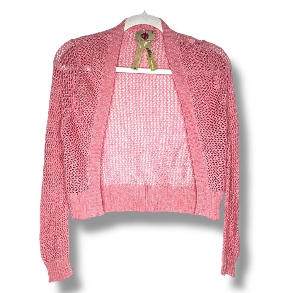 Girls Moe Clothing Pink Open Knitted Cardigan Sweater Medium